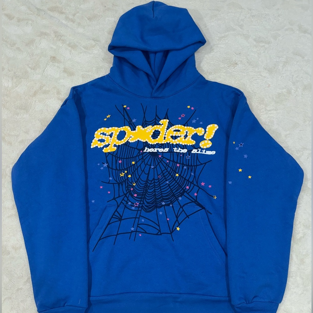 Spider Worldwide X Young Thug Sp5der TC Blue Hoodie Men’s Size Large